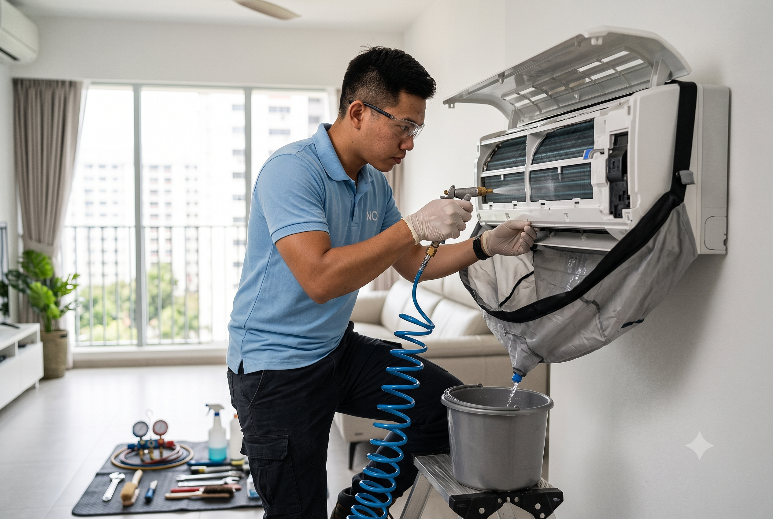 Aircon servicing, chemical wash